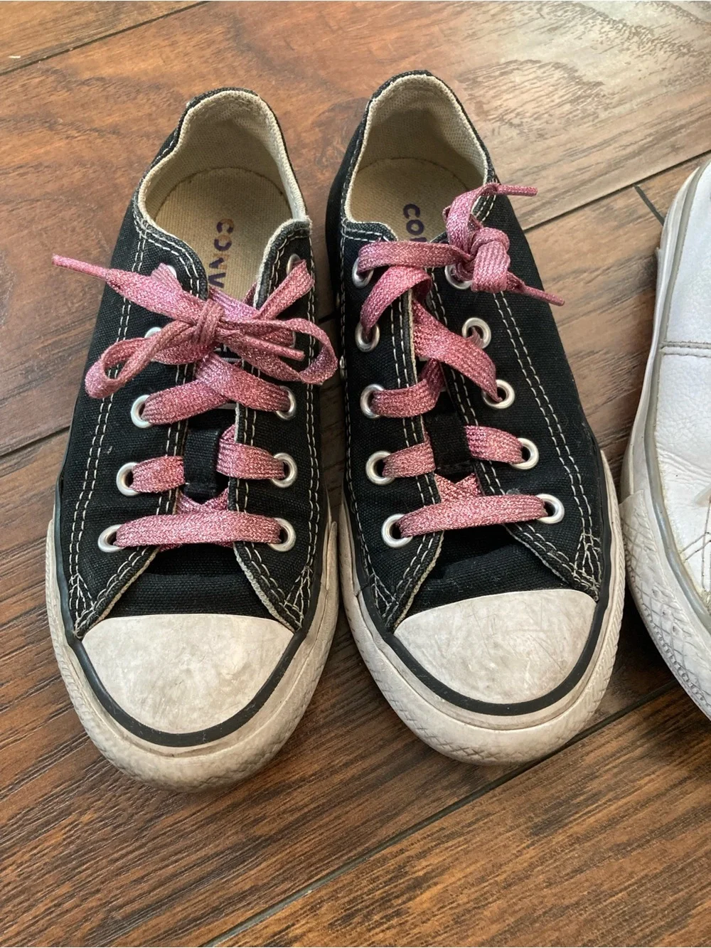 Converse Kids Black and Pink Canvas Sneakers
